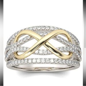 Silver Rhinestone Gold Infinity Ring
Size 8